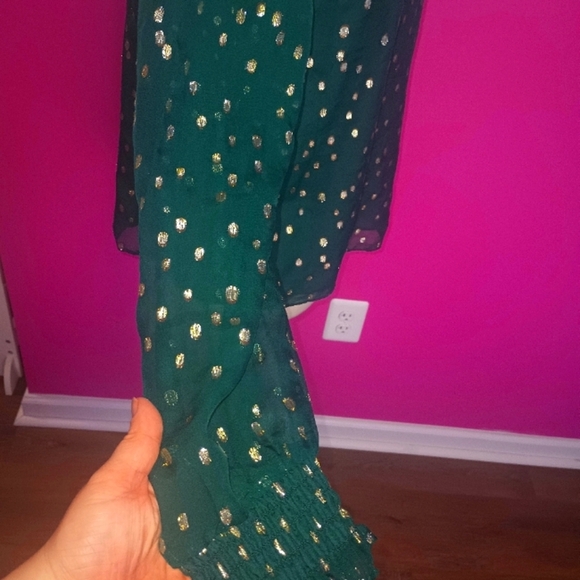 Lilly Pulitzer Green & Metallic Gold "Idina" Silk Blouse (NWT!) - Picture 10 of 10